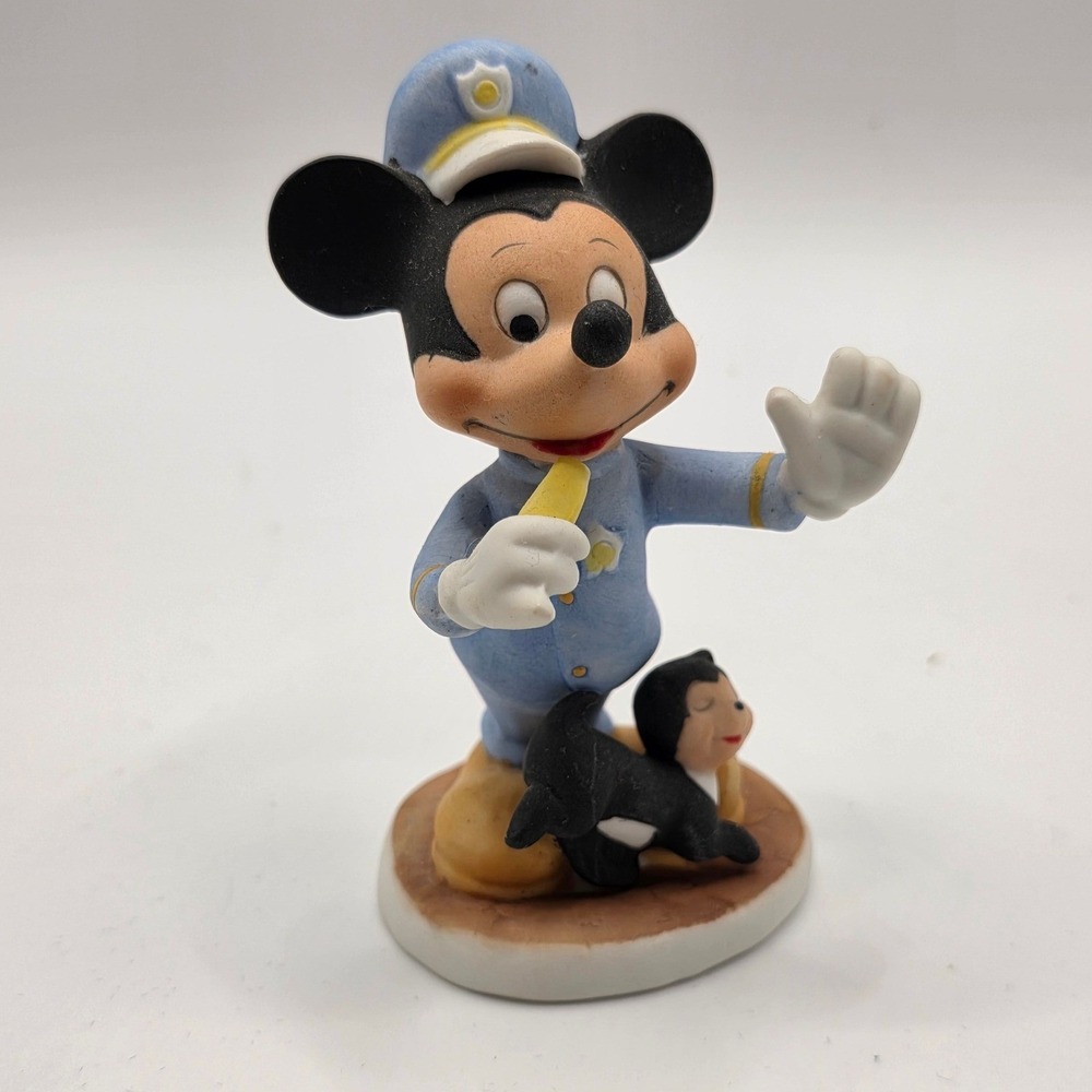 Vintage Walt Disney Productions Mickey Mouse Police Officer Ceramic Figurine